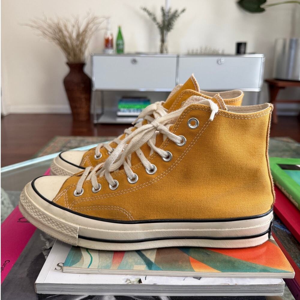 Converse Chuck 70 Hi Sunflower Yellow Canvas Sneakers 162054C